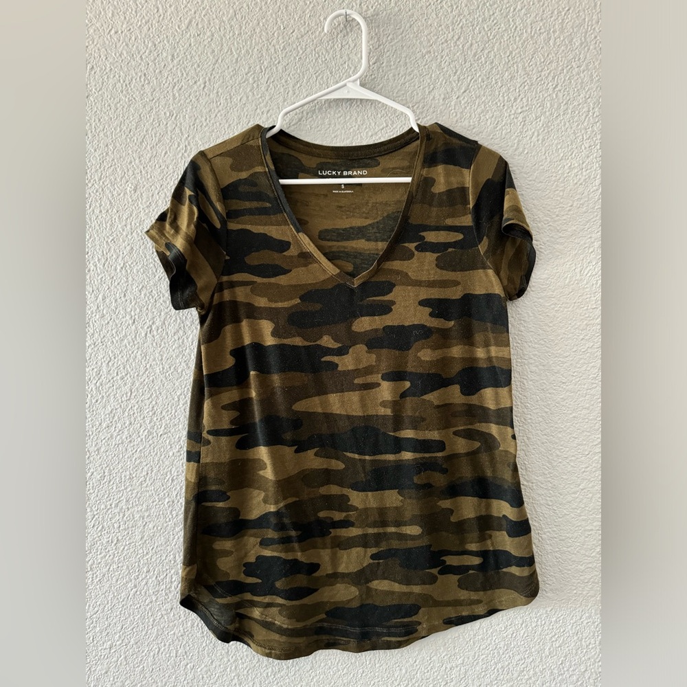 Lucky Brand Camo V Neck Shirt